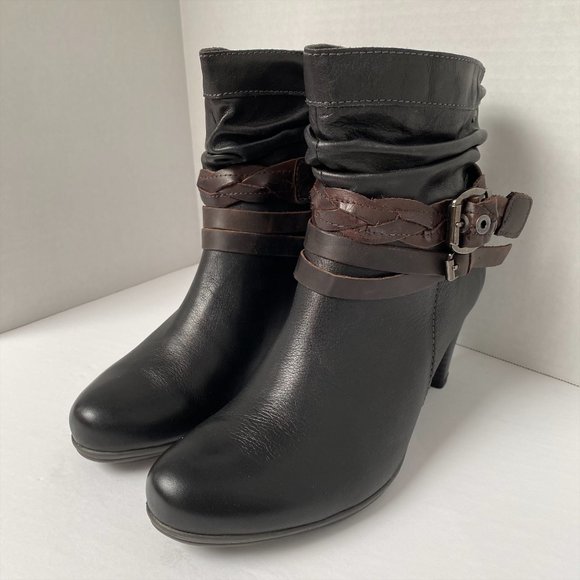 PIKOLINOS Black Leather with brown trim. Booties In Size 41 - Picture 4 of 8